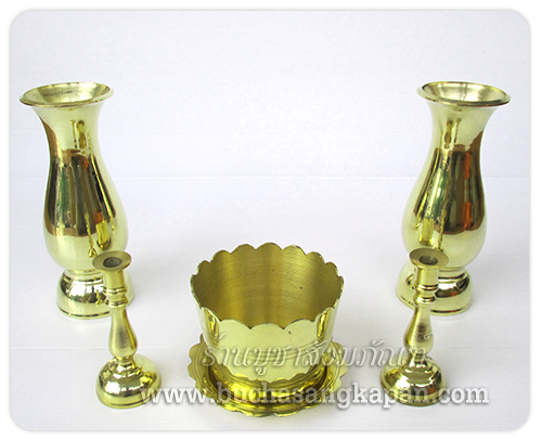 ชุดแจกัน,เชิงเทียน,กระถางธูป,ทองเหลือง