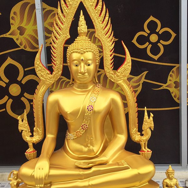 พระพุทธชินราช ทองเหลือง พ่นทอง ฐานบัว หน้าตัก 30 นิ้ว