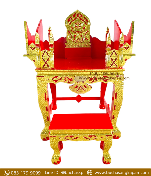 ธรรมมาสน์ไม้เบญจพรรณ แกะลาย ปิดทองเค 2 ชั้น.