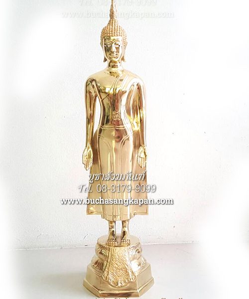 พระปางเปิดโลก ทองเหลือง ขัดเงา 9 นิ้ว สูง 60 ซม.