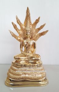 พระประจําวันเสาร์-ปางนาคปรก-ทองเหลือง-ขัดเงา-หน้าตัก-5-นิ้ว