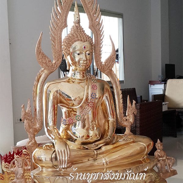 พระพุทธ ชินราช ทองเหลือง  ขัดเงา ฐานบัว หน้าตัก 30 นิ้ว
