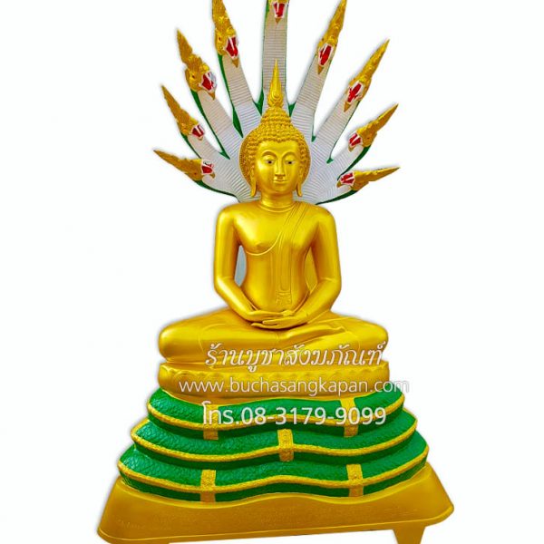 พระปางนาคปรก ทองเหลือง พ่นทอง หน้าตัก 40 นิ้ว 9 เศียร