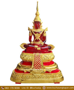 พระแก้วมรกตฤดูร้อน เนื้อเรซิ่น ปิดทองเค สีแดง หน้าตัก 40 นิ้ว