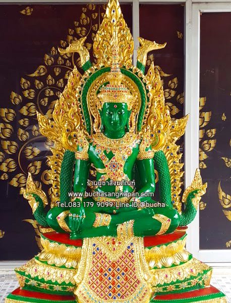 พระจรรพรรดิ์ ทรงเครื่อง  ปิดทอง สีน้ำเงิน หน้าตัก 30 นิ้ว เนื้อไฟเบอร์