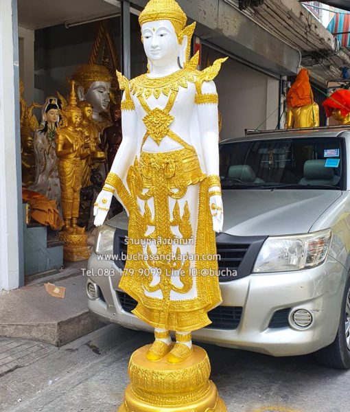 พระปางเปิดโลก ทรงเครือง ทองเหลือง พ่นทอง ขนาด 30 นิ้ว