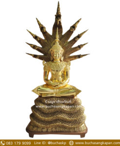 พระปางนาคปรก ทรงเครื่องทองเหลือง ปิดทองคำแท้ หน้าตัก 30 นิ้ว