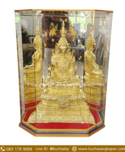 พระจักรพรรดิ์ ทองเหลือง ปิดทองคำแท้ หน้าตัก 9 นิ้ว ( พร้อมตู้กระจก )