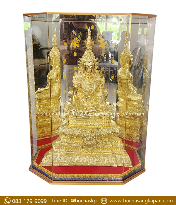 พระจักรพรรดิ์ ทองเหลือง ปิดทองคำแท้ หน้าตัก 9 นิ้ว ( พร้อมตู้กระจก )