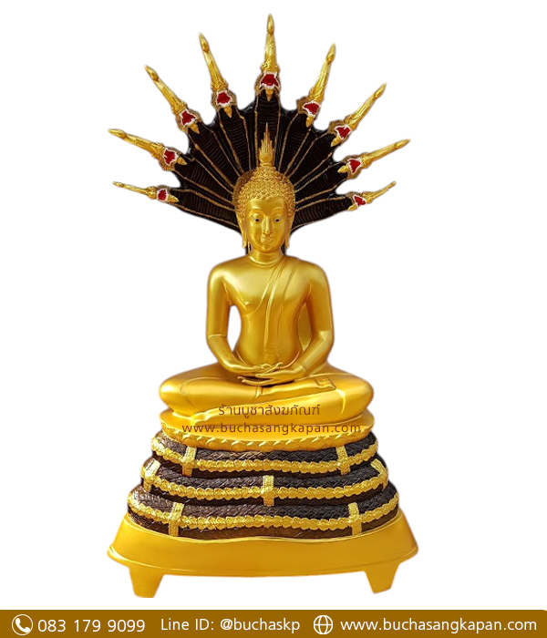 พระปางนาคปรก ทองเหลือง พ่นทอง หน้าตัก 30 นิ้ว