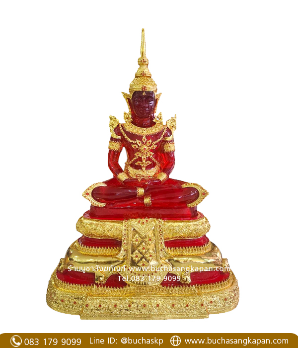 พระแก้ว ปางฤดูร้อน สีแดง ปิดทองเค หน้าตัก 20 นิ้ว