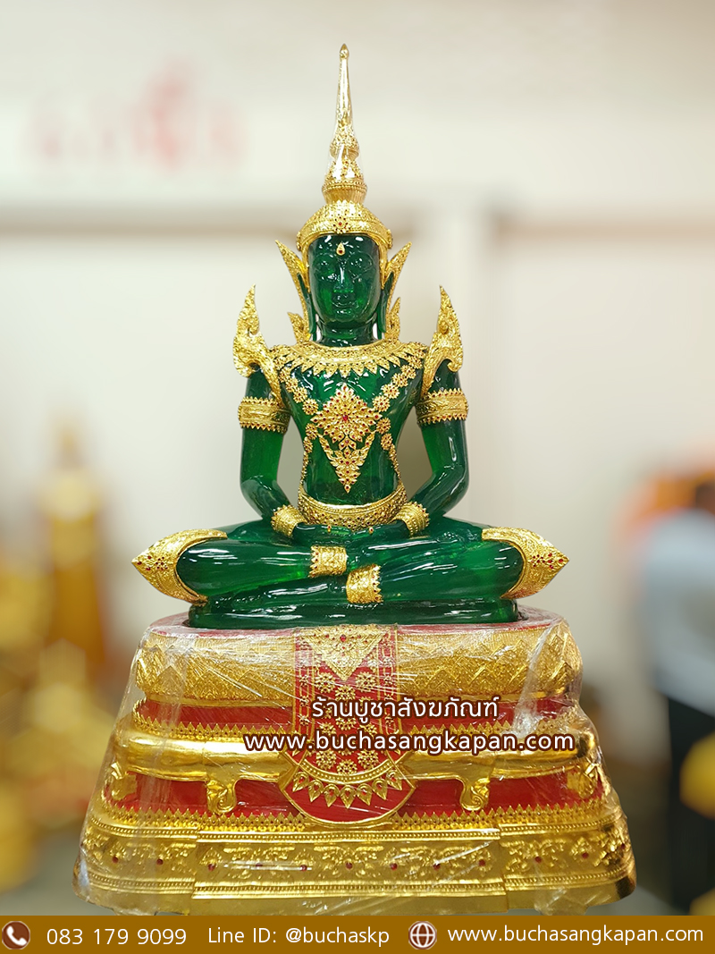 พระแก้วมรกต เนื้อเรซิ่น ปิดทองเค หน้าตัก 60 นิ้ว