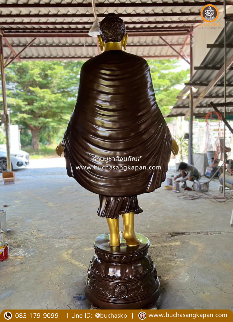 พระปางเปิดโลกเสด็จจากดาวดึงส์ ทองเหลือง สีมันปู.