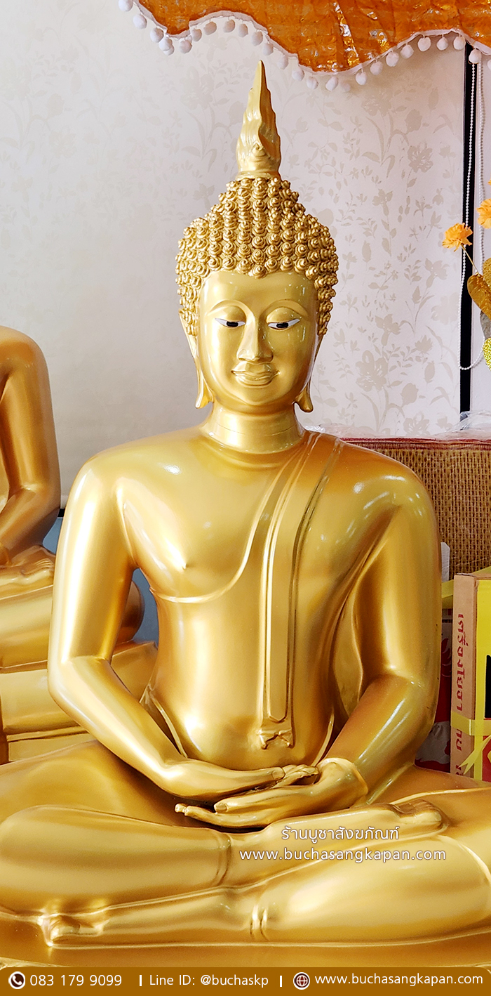 พระพุทธรูปปางสมาธิ ทองเหลือง พ่นทอง หน้าตัก 32 นิ้ว ( องค์ )