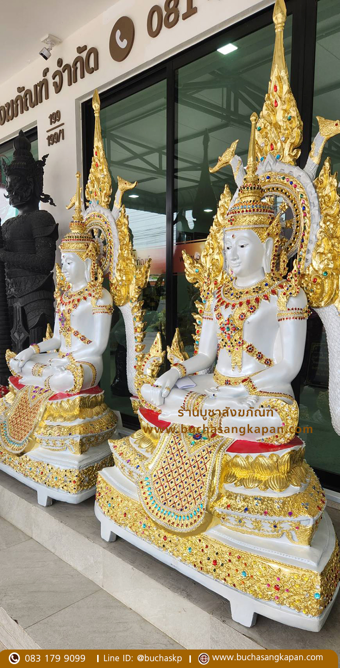 พระจักรพรรดิ์ เนื้อไฟเบอร์ ปิดทองเค หน้าตัก 30 นิ้ว ( ข้าง )