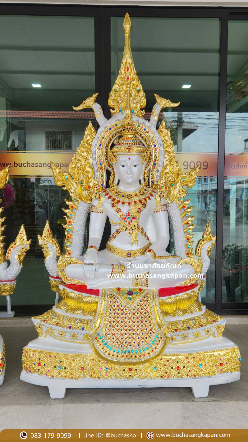 พระปางจักรพรรดิ ไฟเบอร์ ปิดทอง หน้าตัก 30 นิ้ว