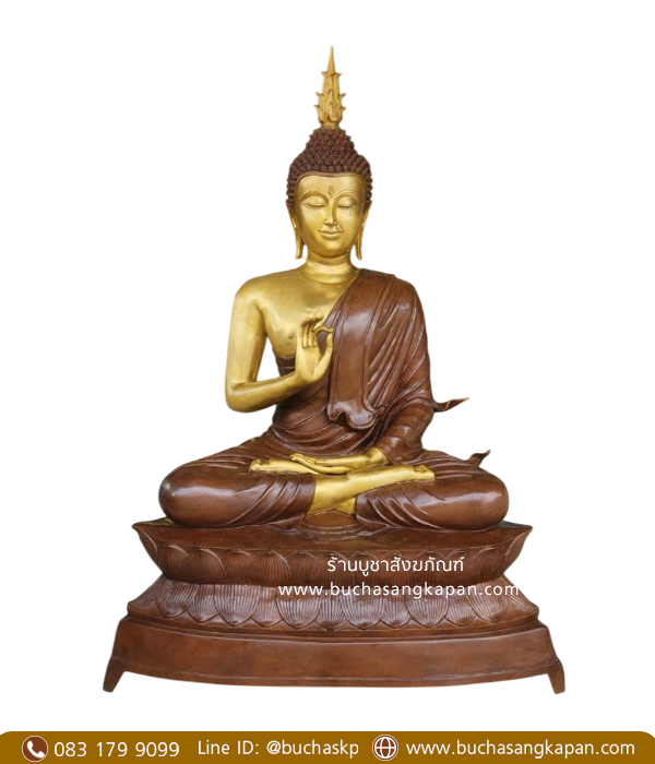 พระพุทธรูปปางประทานพร ทองเหลือง รมสีน้ำตาล หน้าตัก 40 นิ้ว