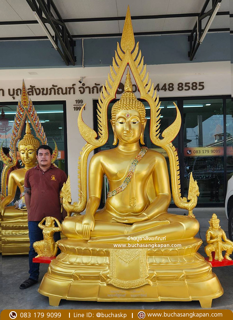 พระพุทธชินราช เนื้ออัลลอยด์ พ่นทอง หน้าตัก 60 นิ้ว